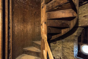 A spiral staircase inside the Dome. (Photo by Matt Cashore/University of Notre Dame)